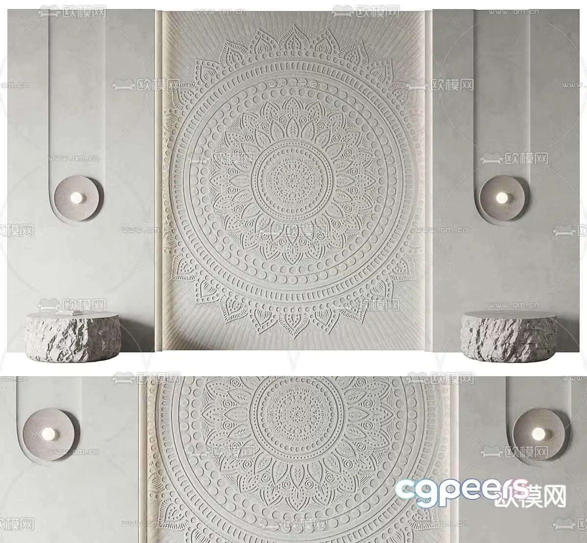 Carved background wall bedside background 3d model