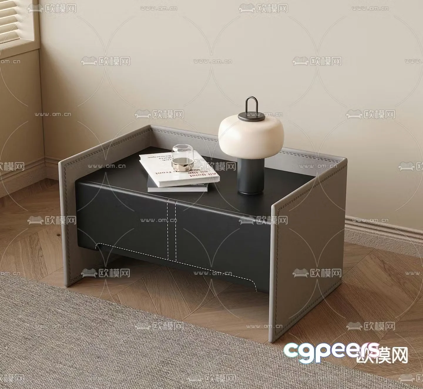 Leather bedside table 3d model