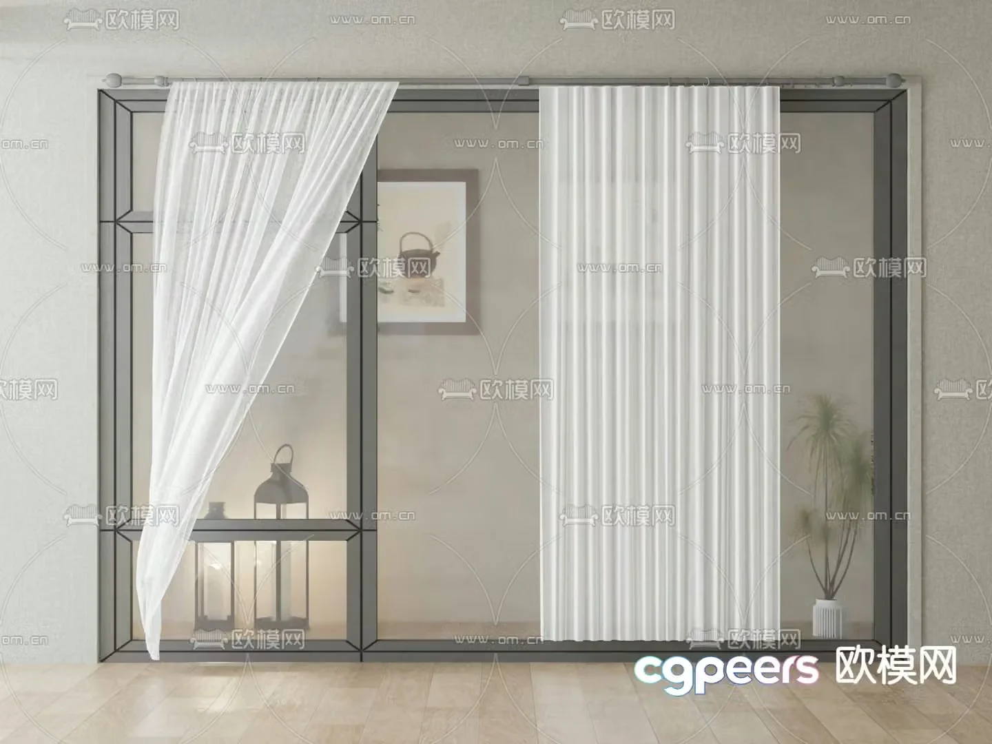 Window Floor to ceiling window casement window 3d model