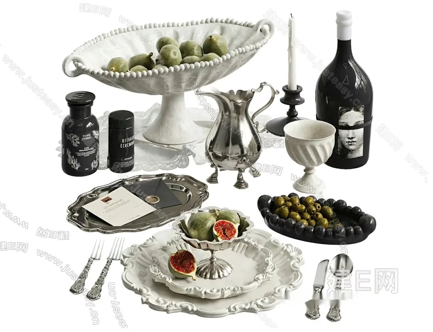 A Collection Of Decorative Items 3D Model – 19113 – VRAY Render