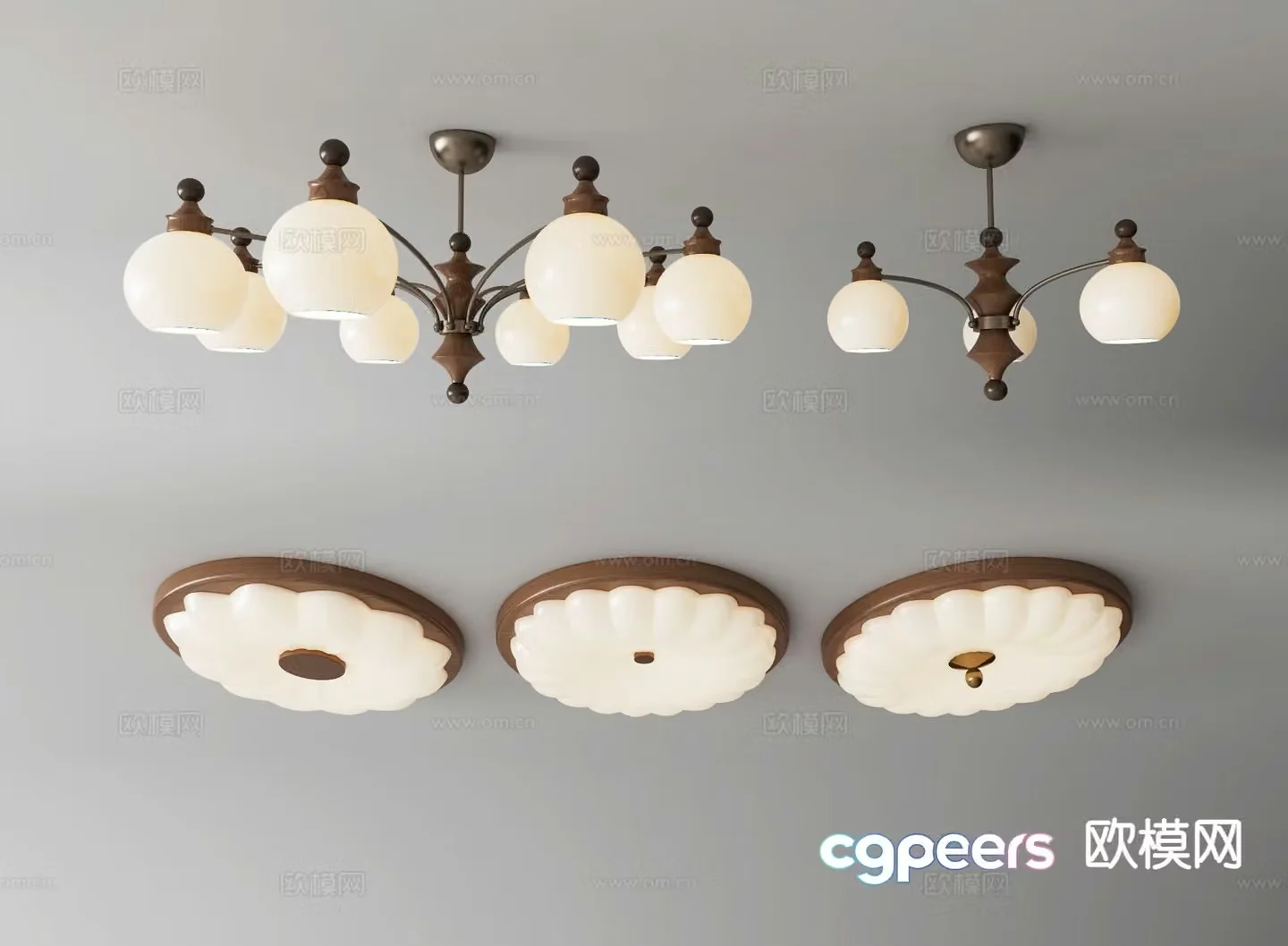 Medieval style persimmon shaped chandelier ceiling lamp 3d model