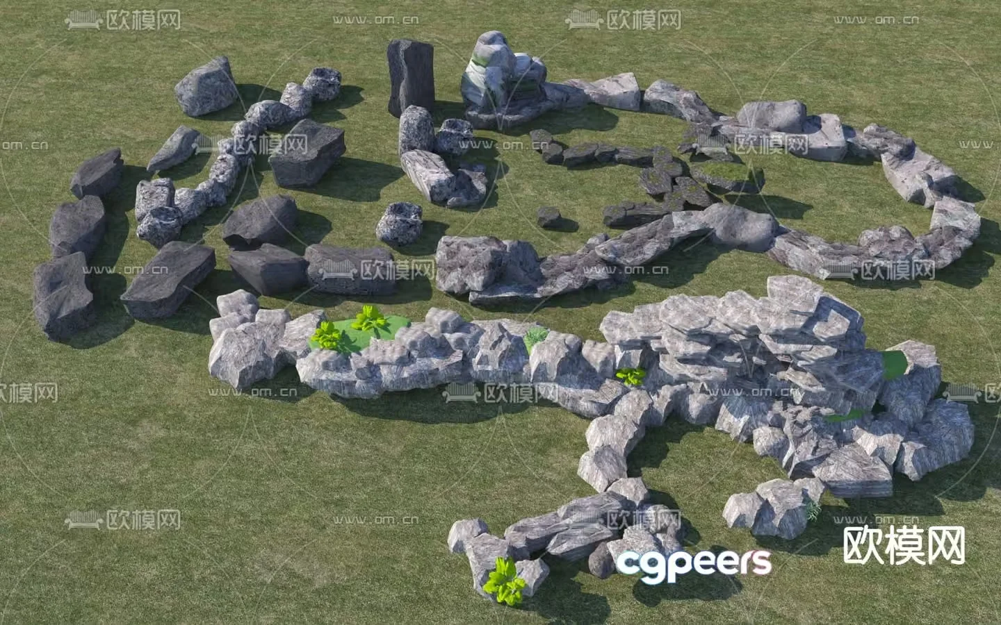 Stone landscape rockery 3D model