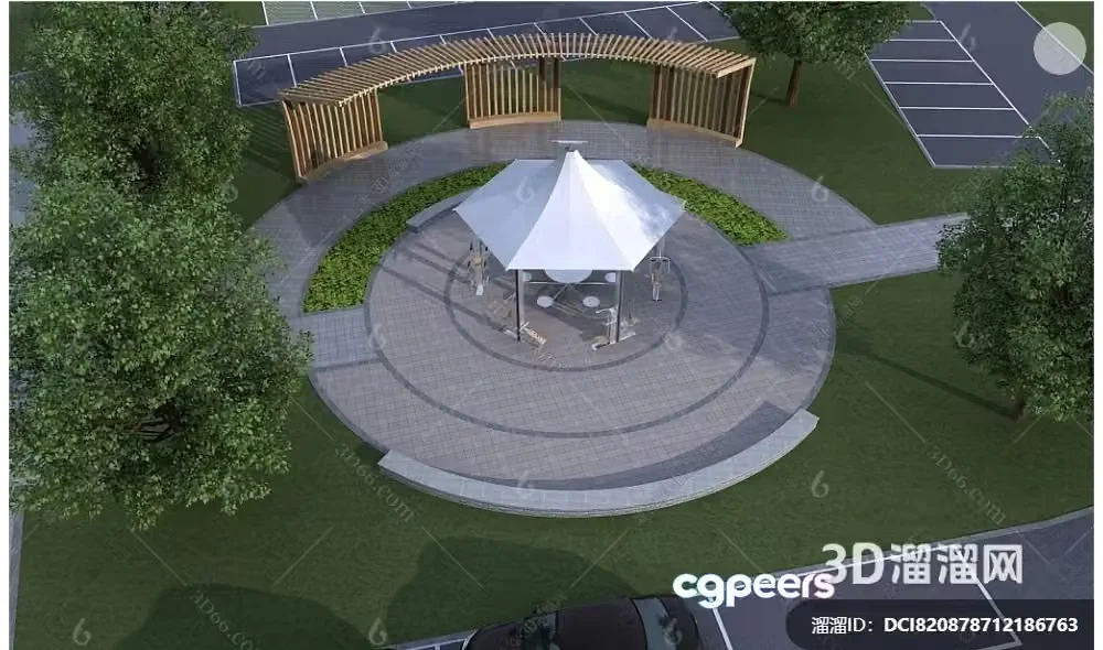 A 3D Rendering Of A Park 3D Model – 8521 – VRAY Render