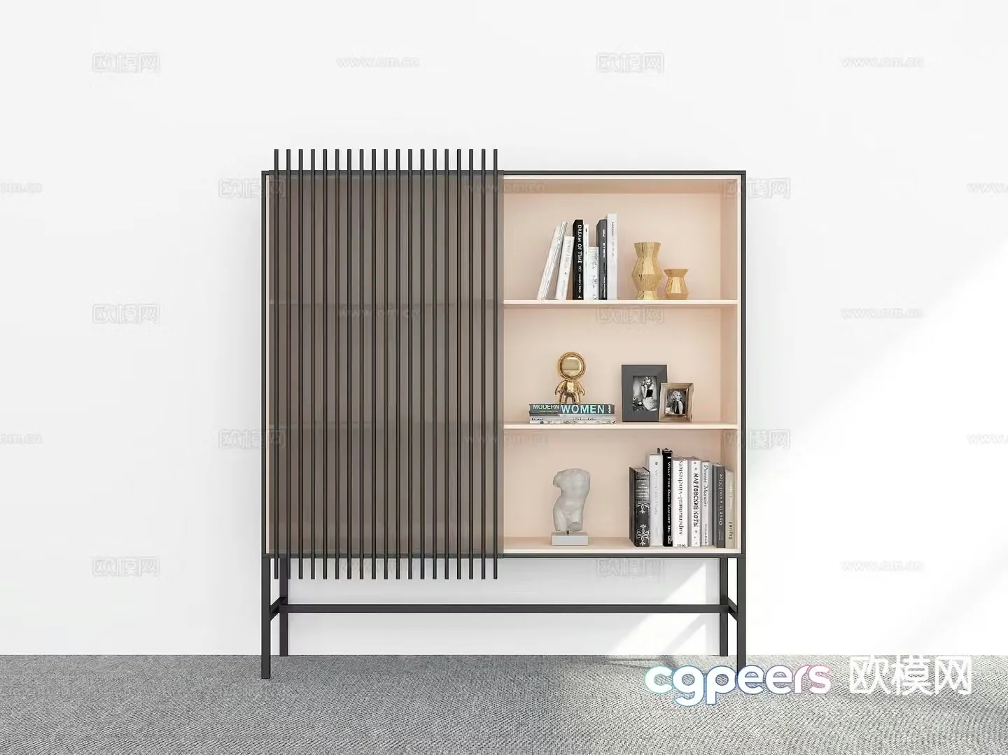Modern bookcase bookshelf 3d model