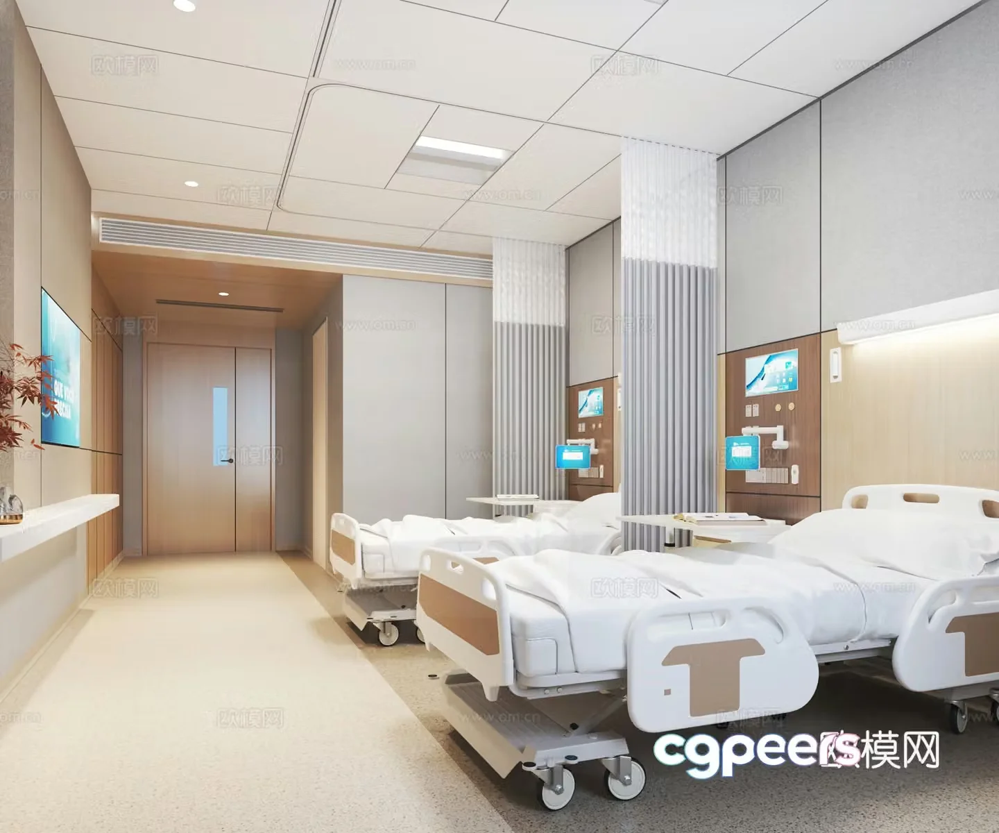 Modern hospital ward 3d model