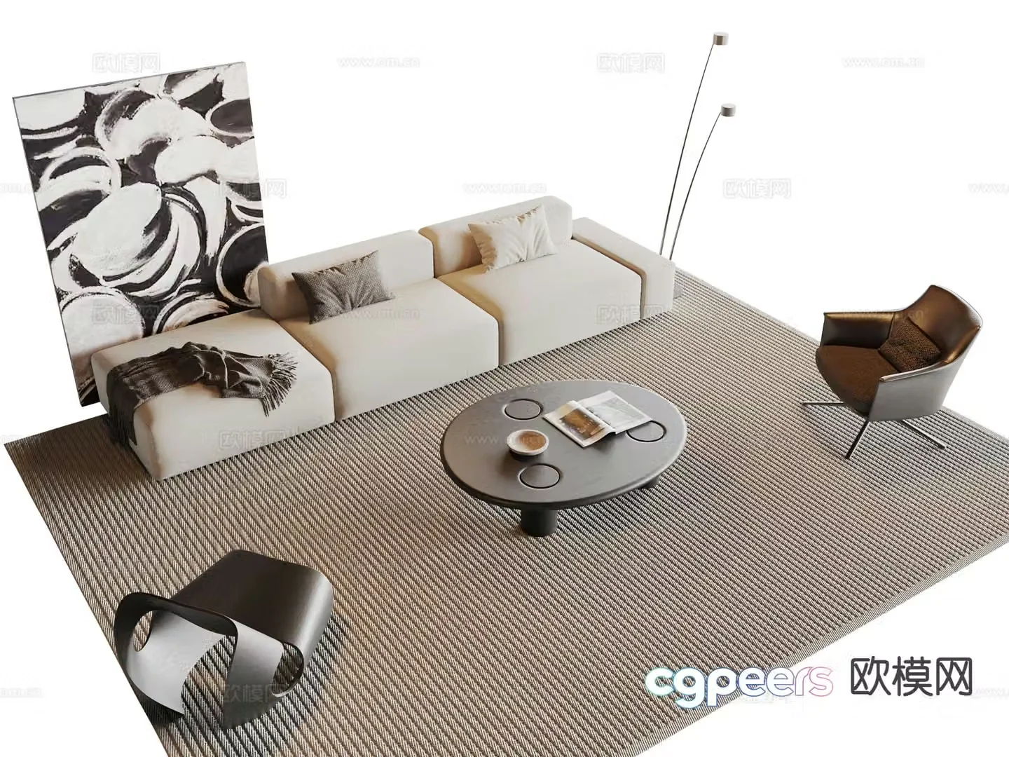 Modern sofa set 3d model