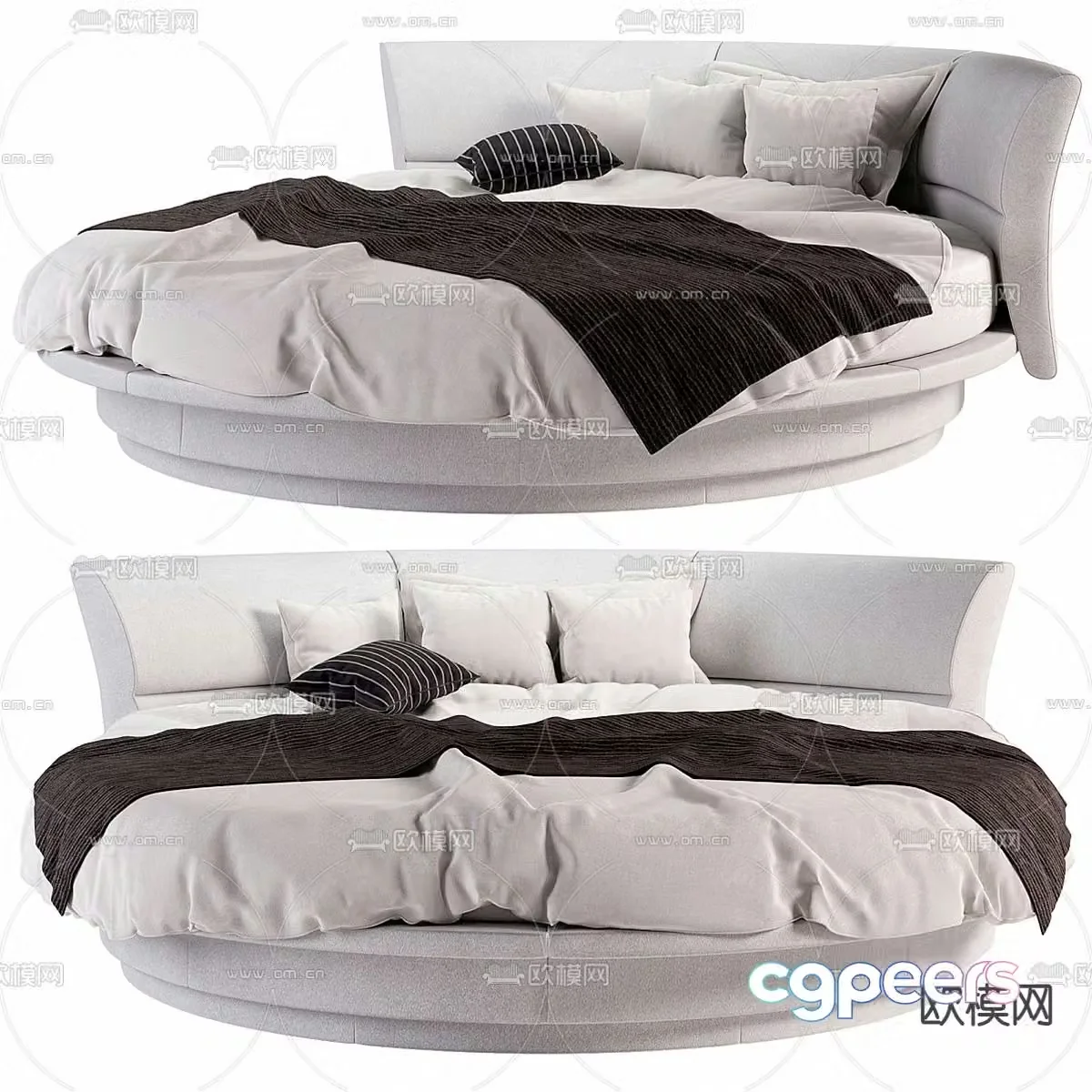 Round bed fabric bed 3d model