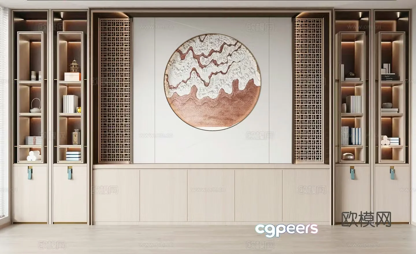 New Chinese style decorative cabinet 3D model