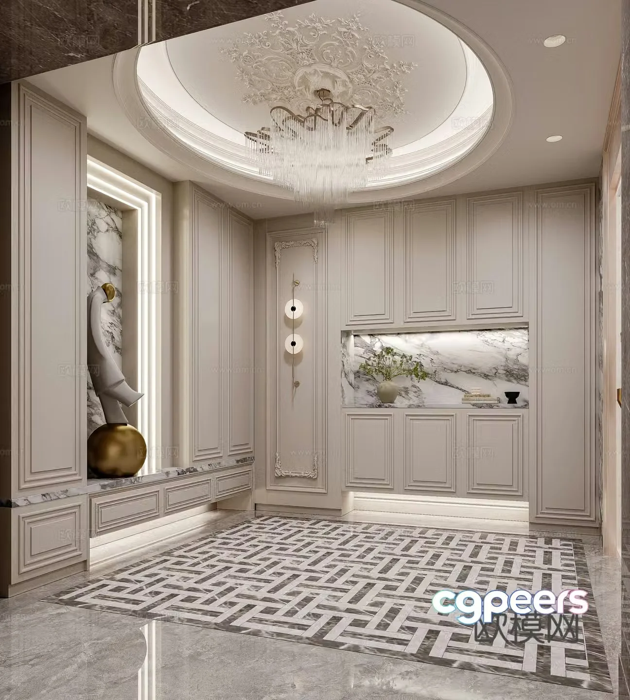 French entrance hall entrance 3D model