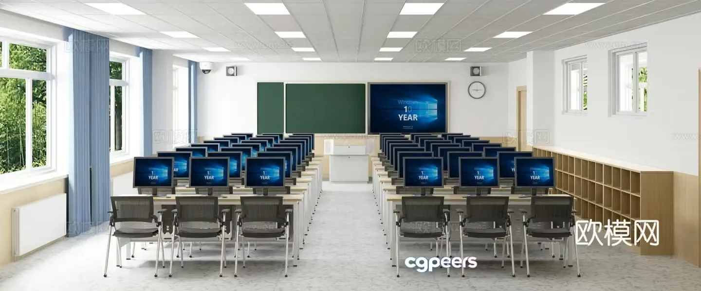 Modern computer classroom multimedia classroom multifunctional classroom 3d model