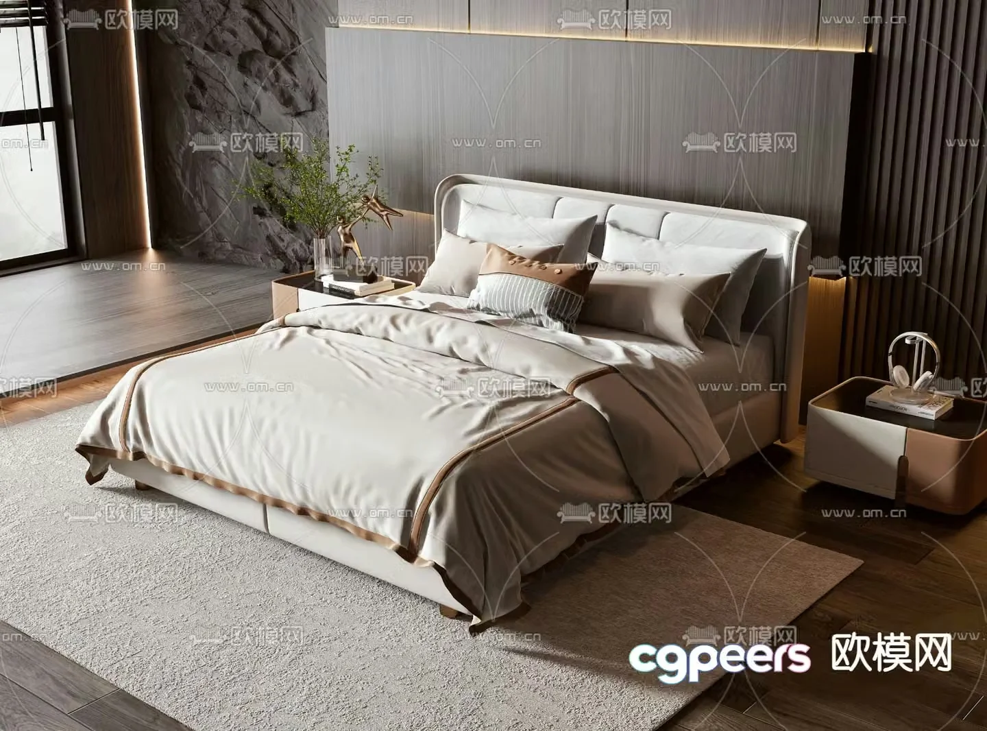 Modern double bed 3d model