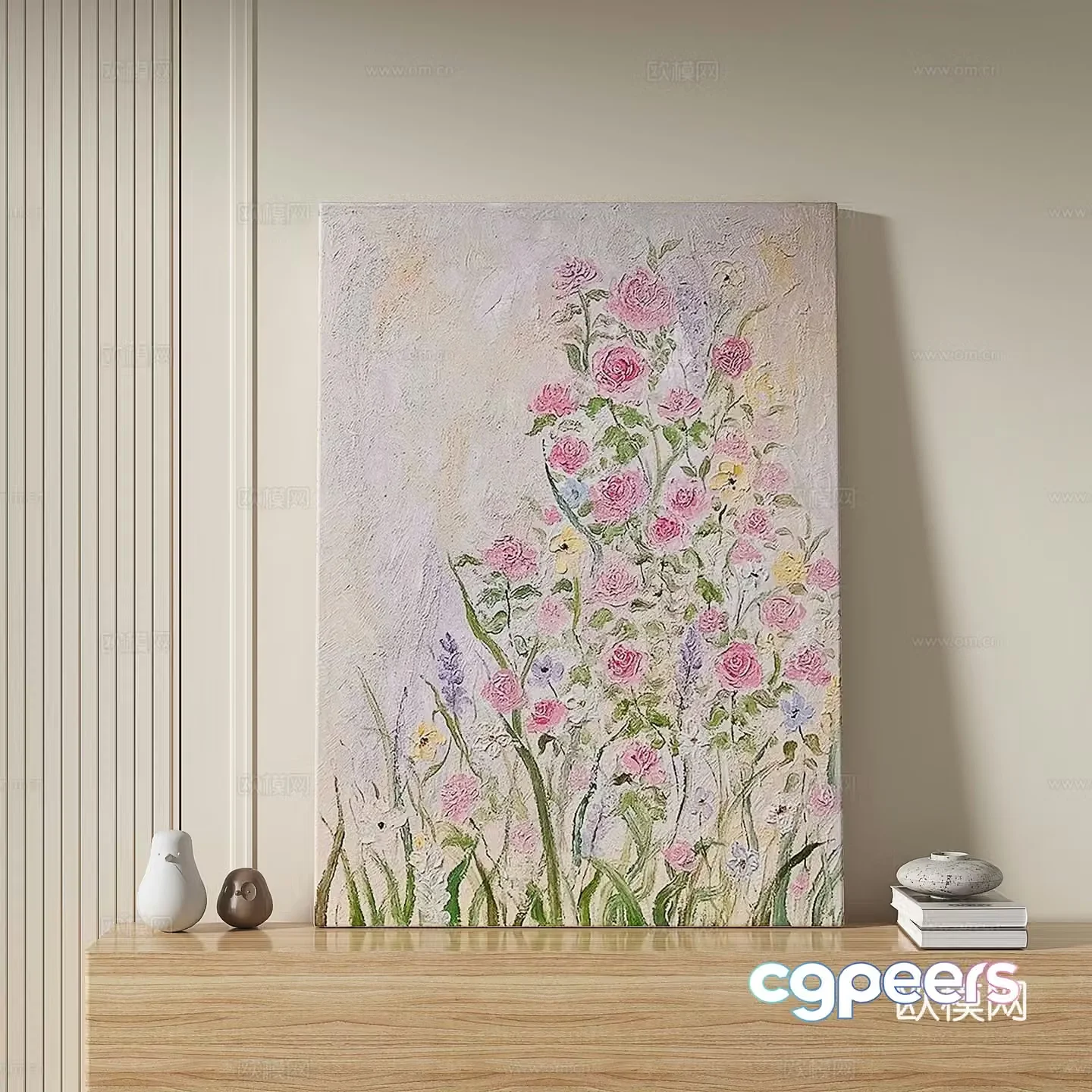 Modern simple oil painting medieval decorative painting 3d model