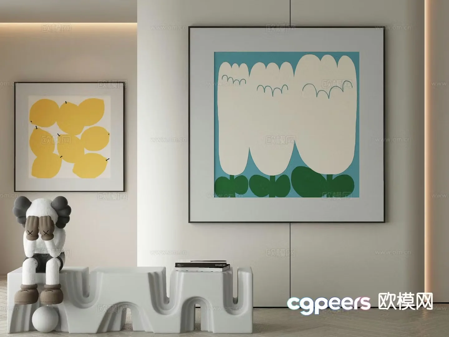 Modern decorative painting abstract painting 3d model