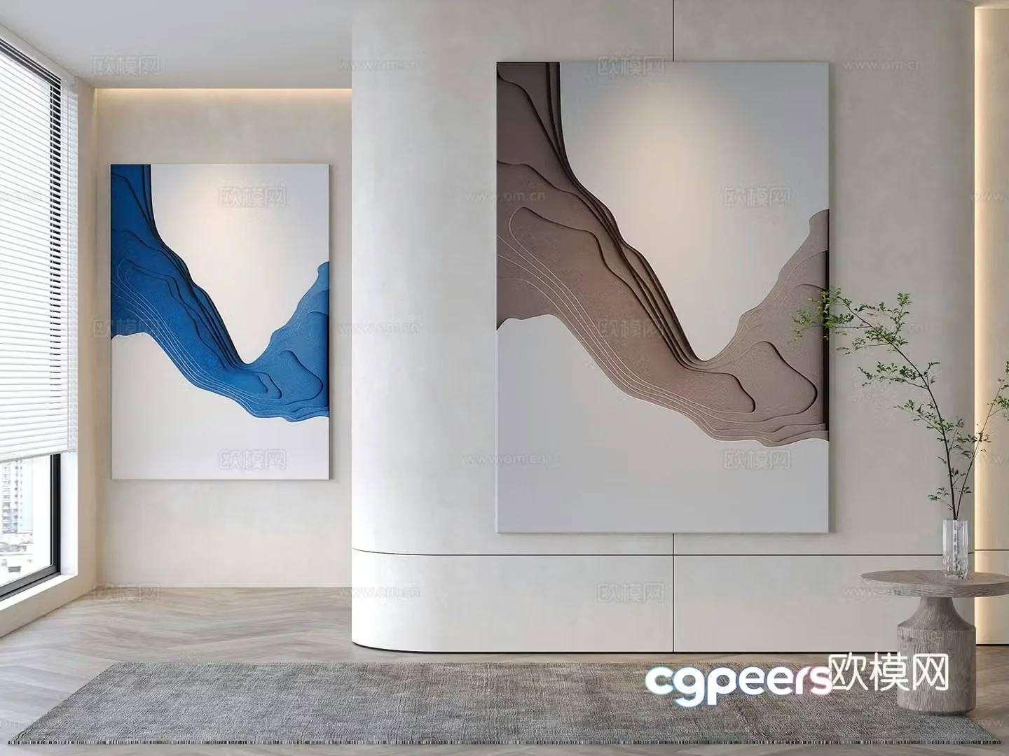 Modern decorative painting Texture painting Abstract painting 3d model