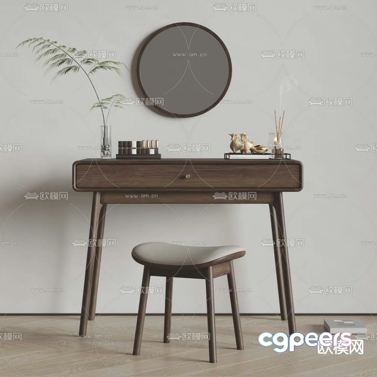 Turri solid wood dressing table makeup table 3d model