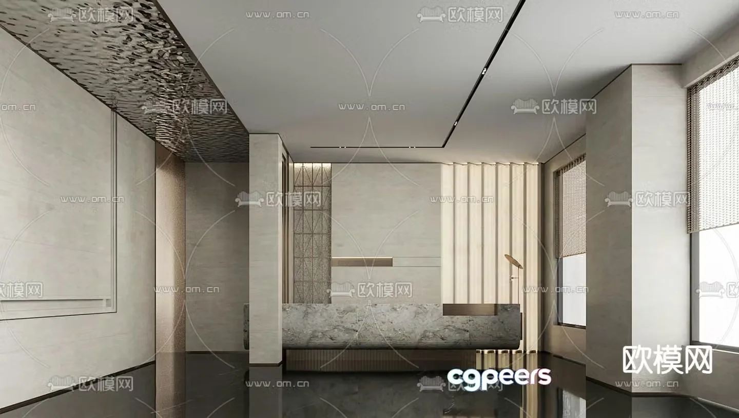 Sales office front desk reception desk service desk 3d model