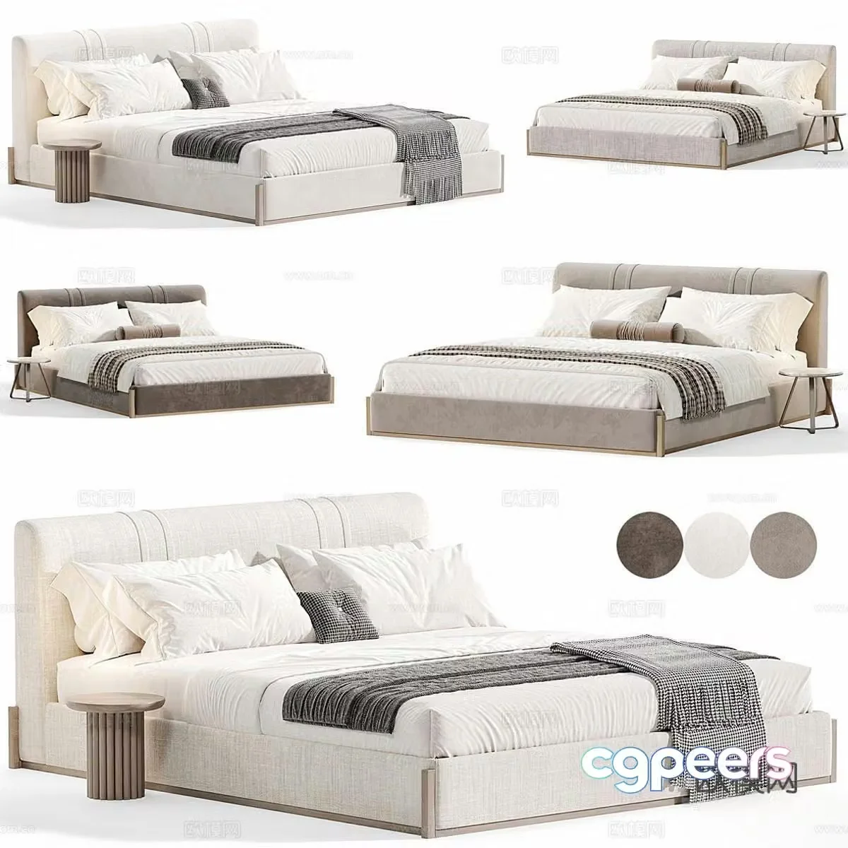 Dantonehome Modern Italian fabric double bed Minimalist double bed 3D model