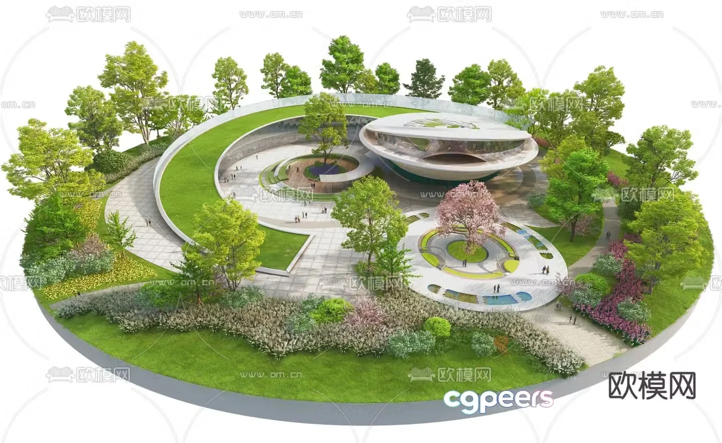Modern pocket park botanical garden garden landscape 3d model