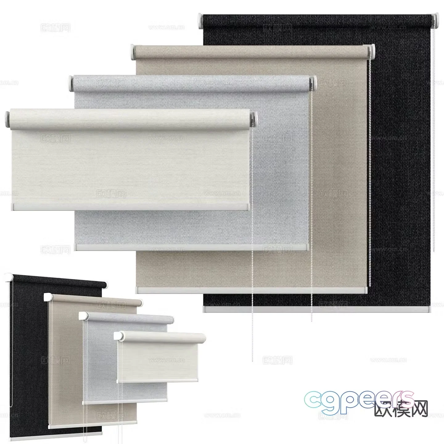 Roller blind pull curtain curtain 3d model