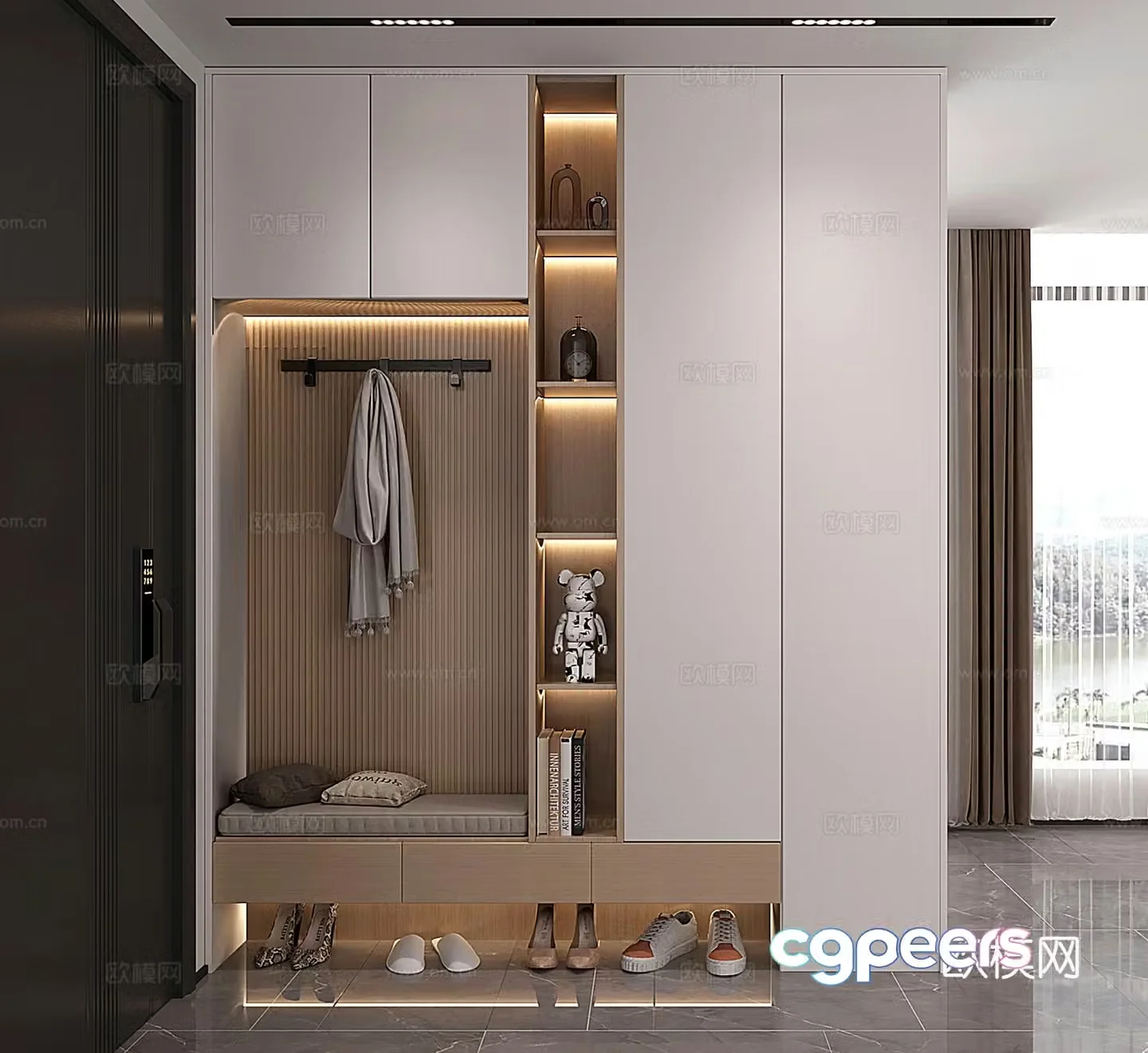 Modern shoe cabinet porch shoe cabinet 3D model of shoe cabinet