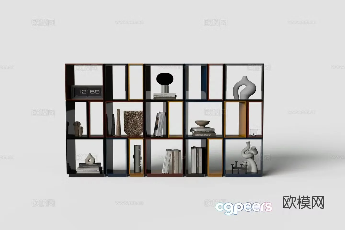 Modern partition bookcase 3d model