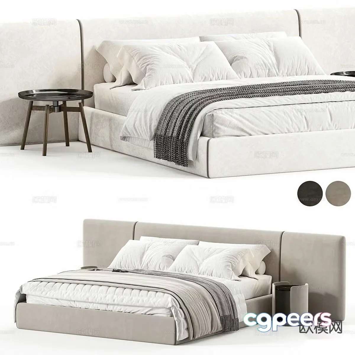Modern double bed 3d model