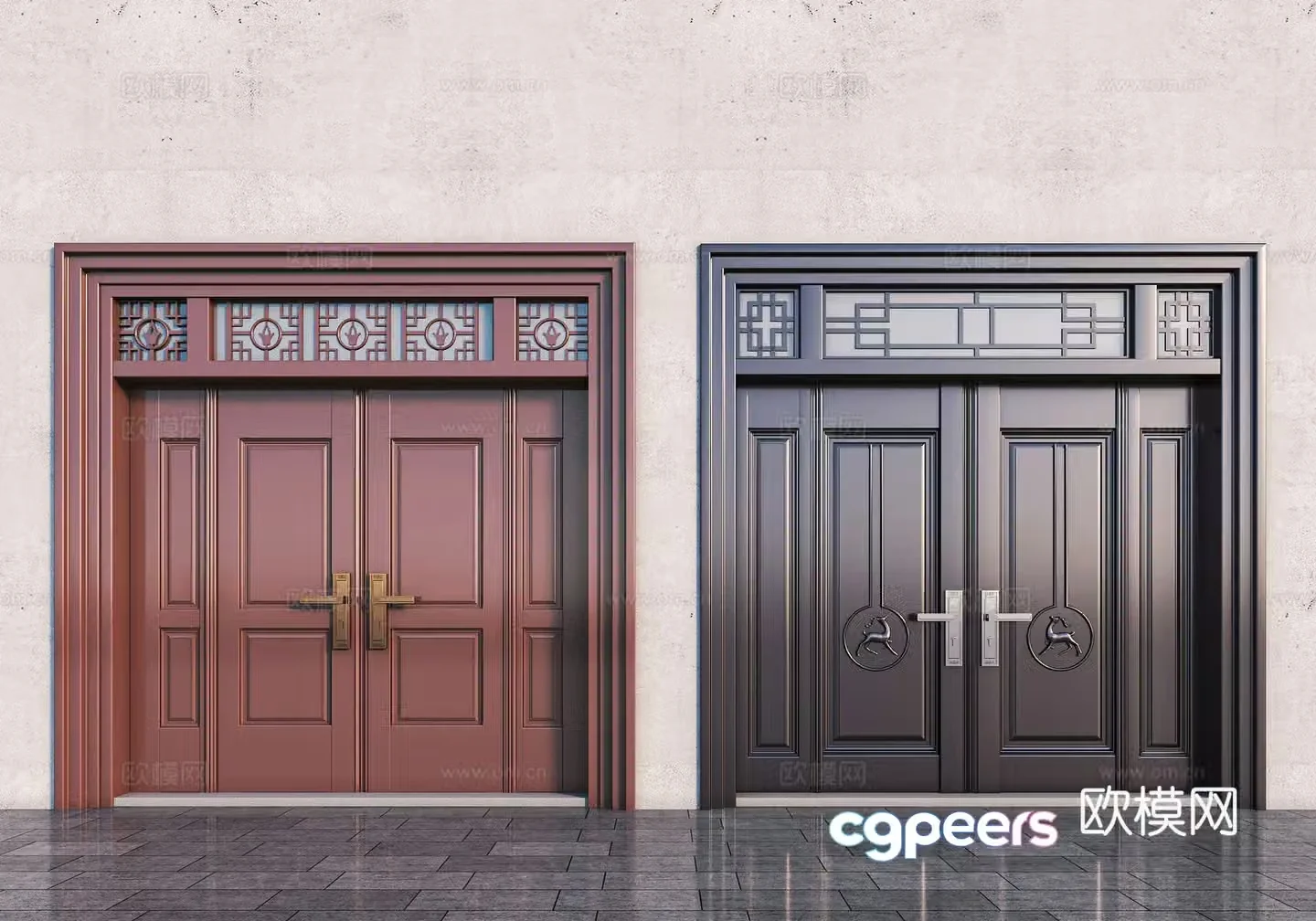 Villa gate entrance door double door 3d model