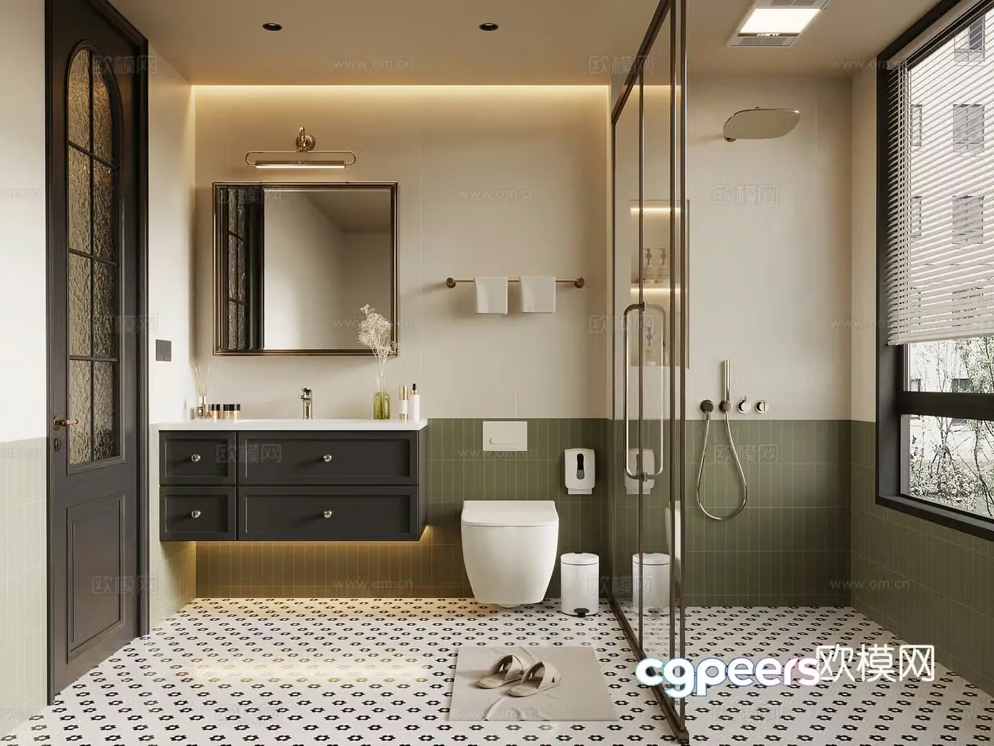 French bathroom bathroom cabinet toilet 3d model