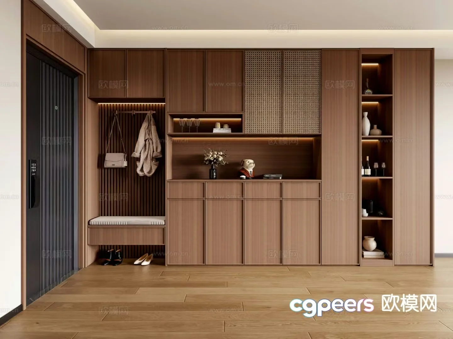 Middle-aged shoe cabinet entrance shoe cabinet 3D model