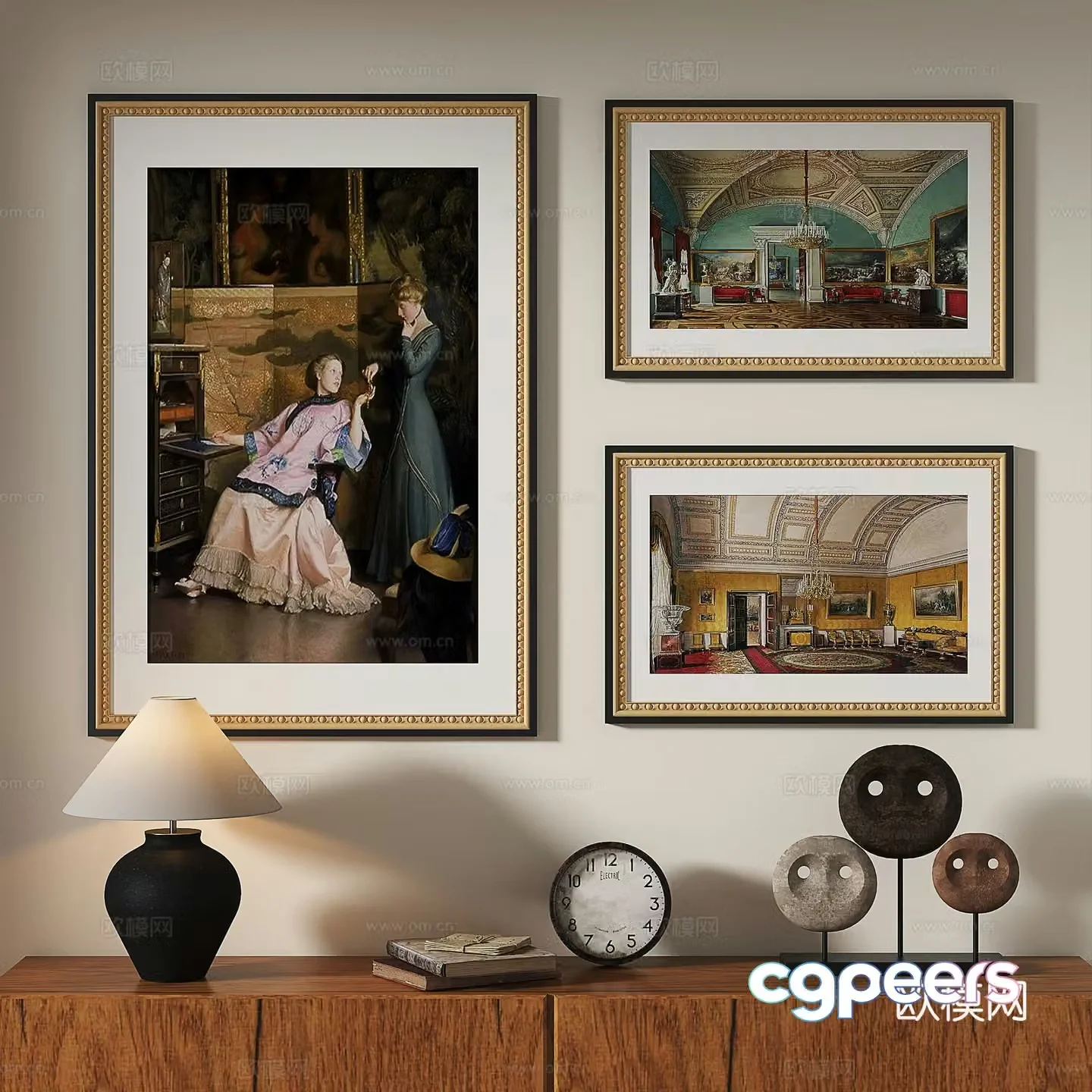 French retro European classical medieval decorative painting 3d model
