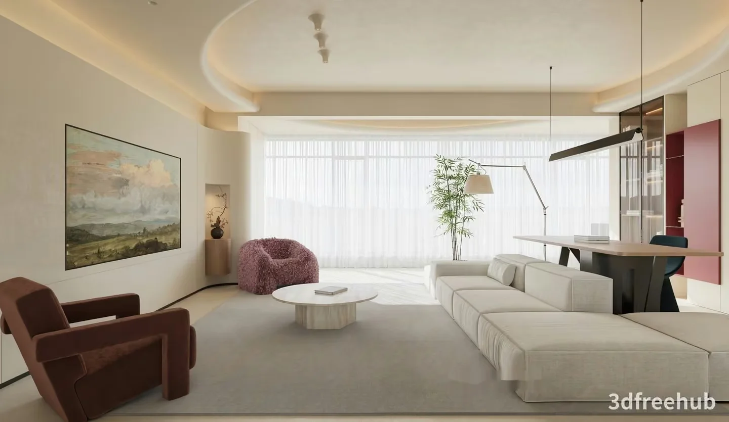 Modern Living Room 3D Model – 21277 – VRAY Render