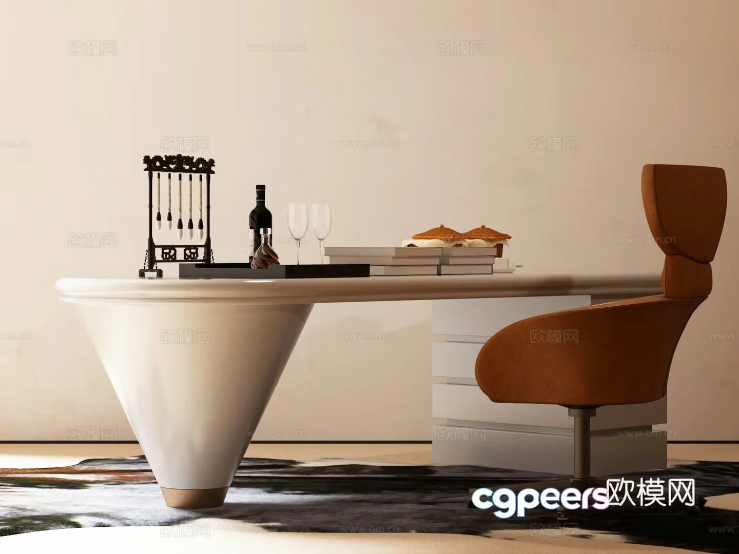 Modern desk and chair Modern desk and chair combination 3D model