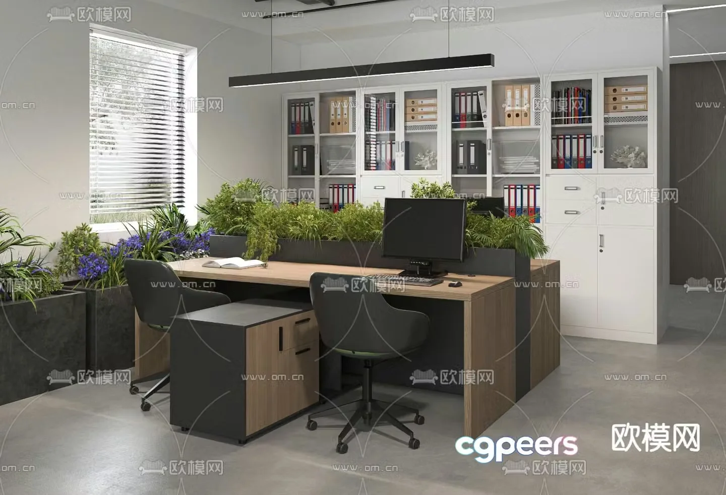 Office desk and chair card space 3d model
