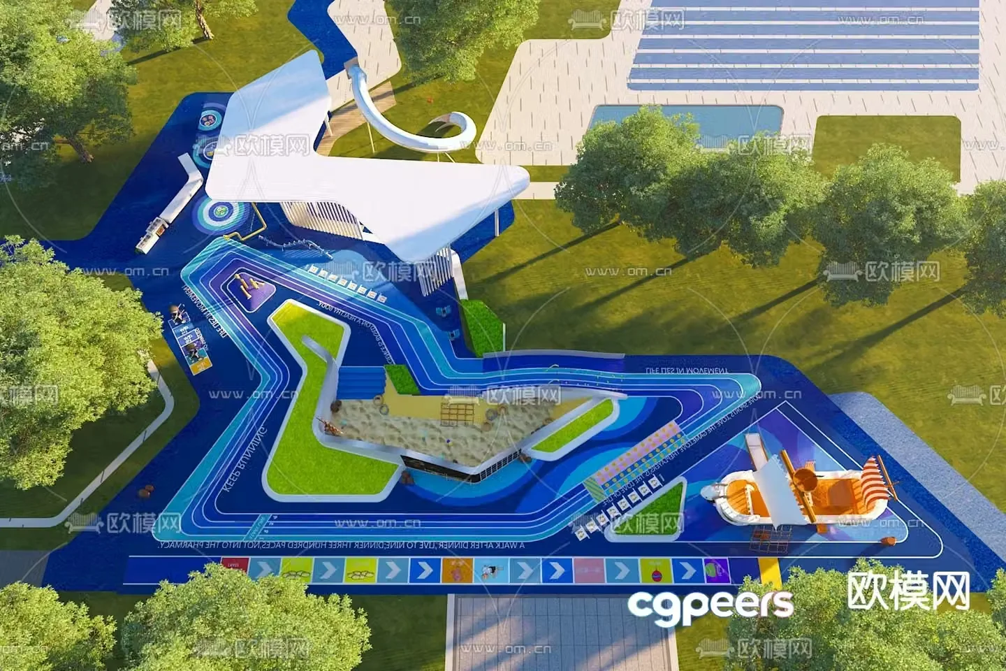 Sports park children’s activity area 3d model