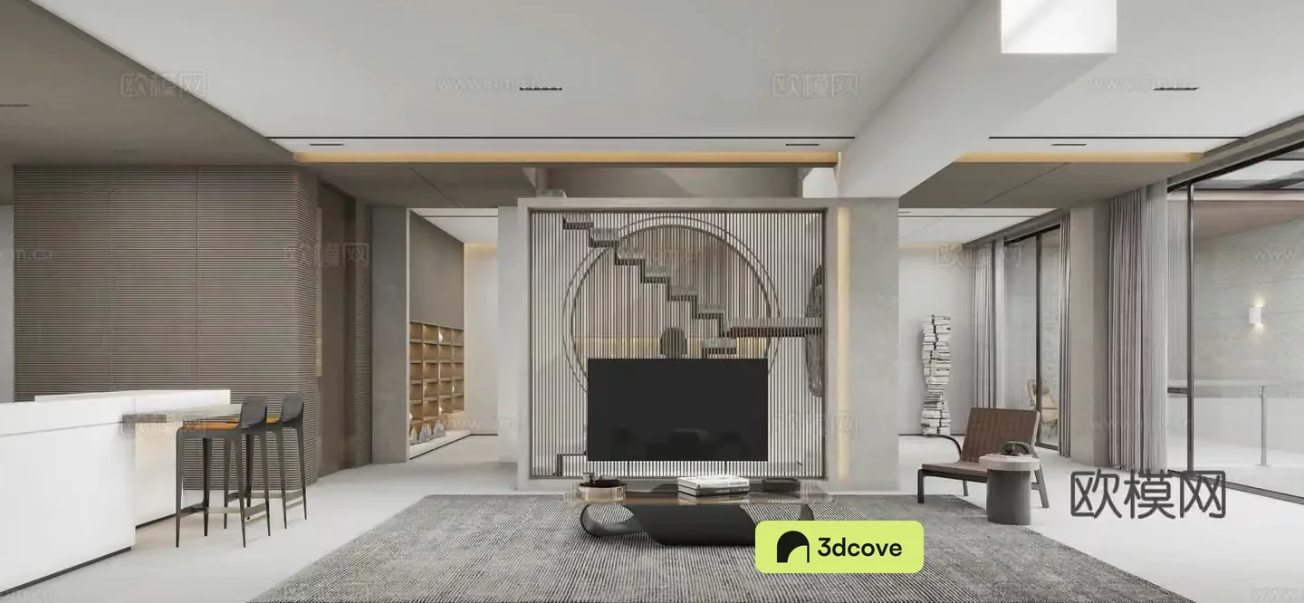 New Chinese style living and dining room