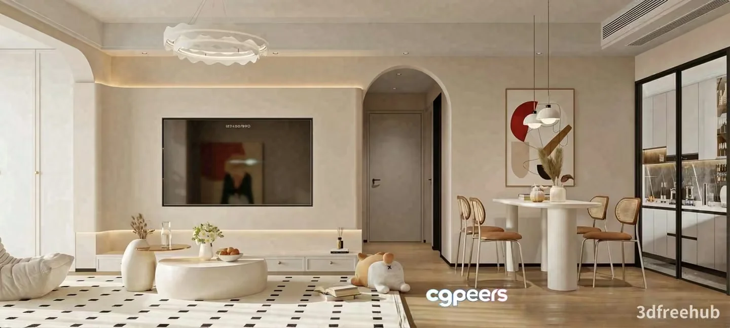 Modern Living Room 3D Model – 21784 – VRAY Render