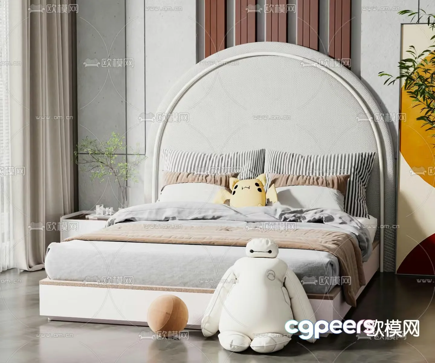 Modern children’s double bed 3d model