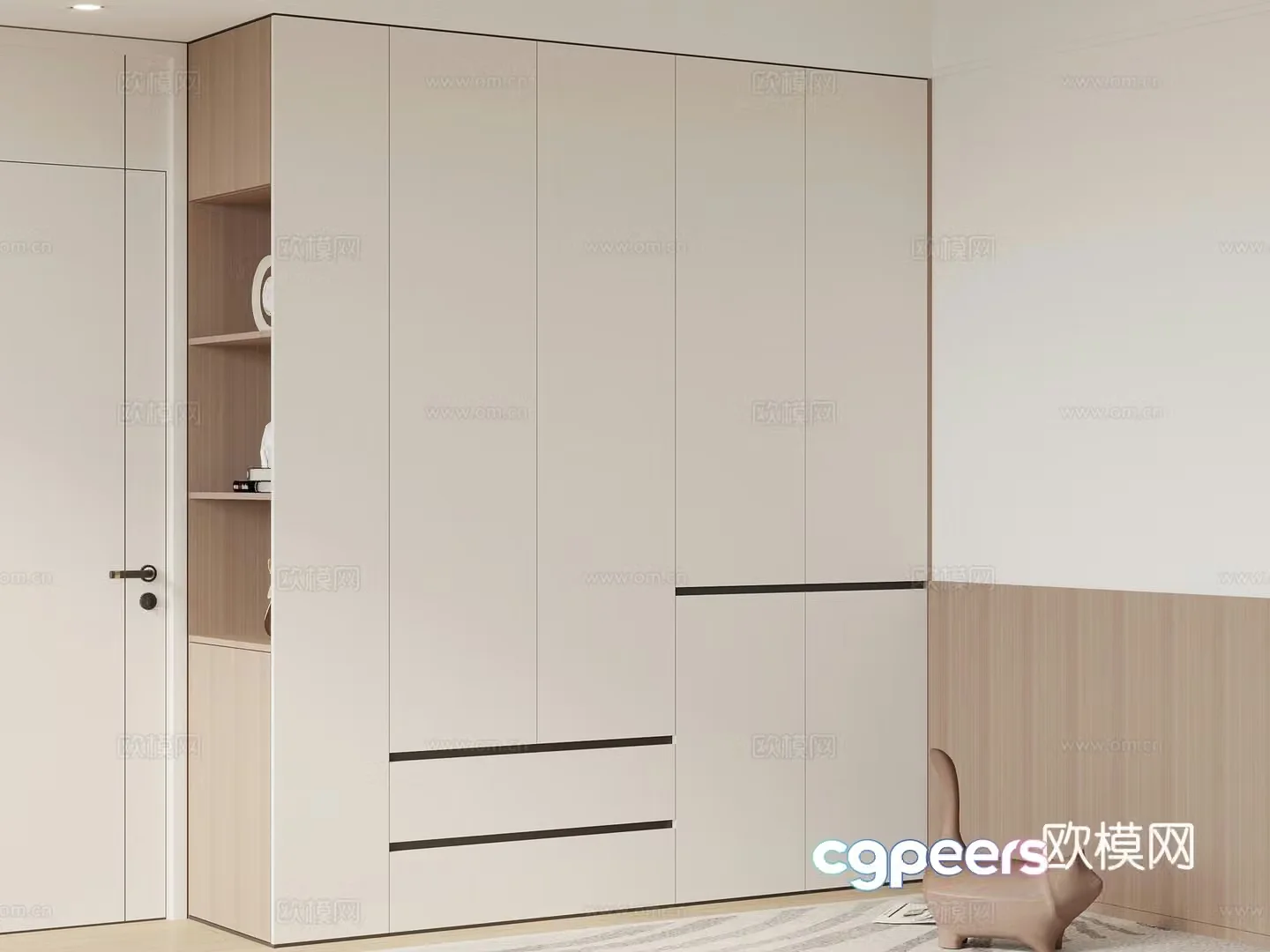 Modern wardrobe bed screen 3d model