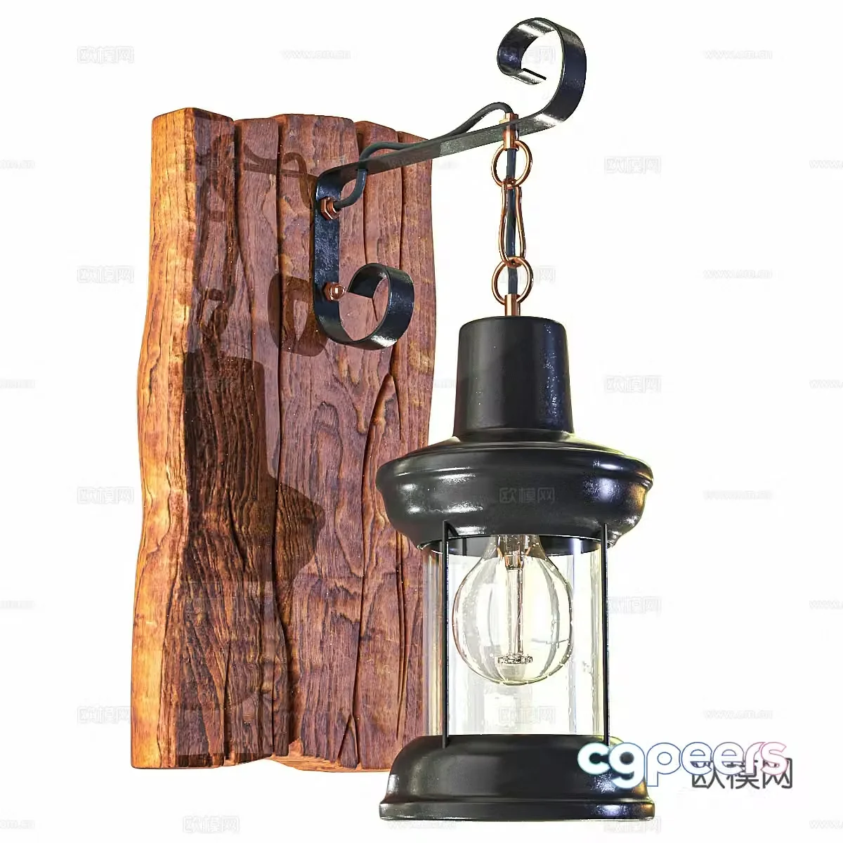 American retro wall light 3d model
