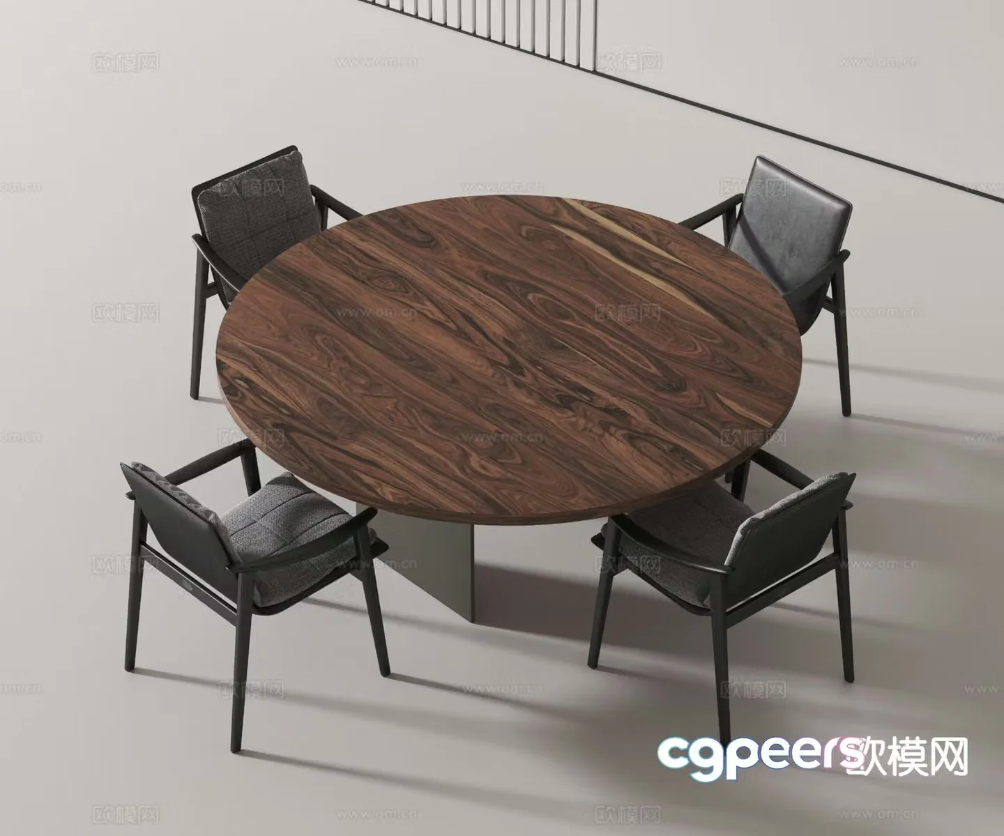 Modern dining table and chairs round table 3d model