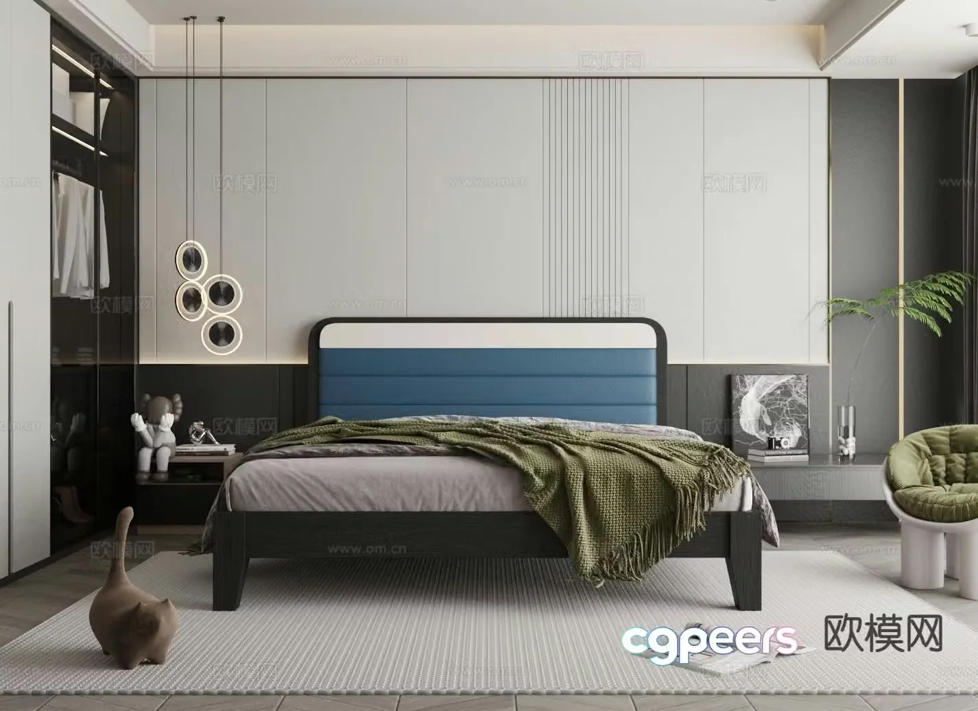 Modern double bed 3d model