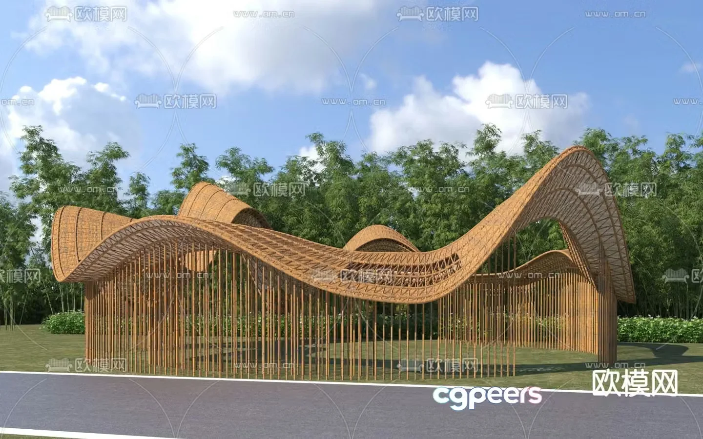 Special-shaped gallery landscape gallery 3D model