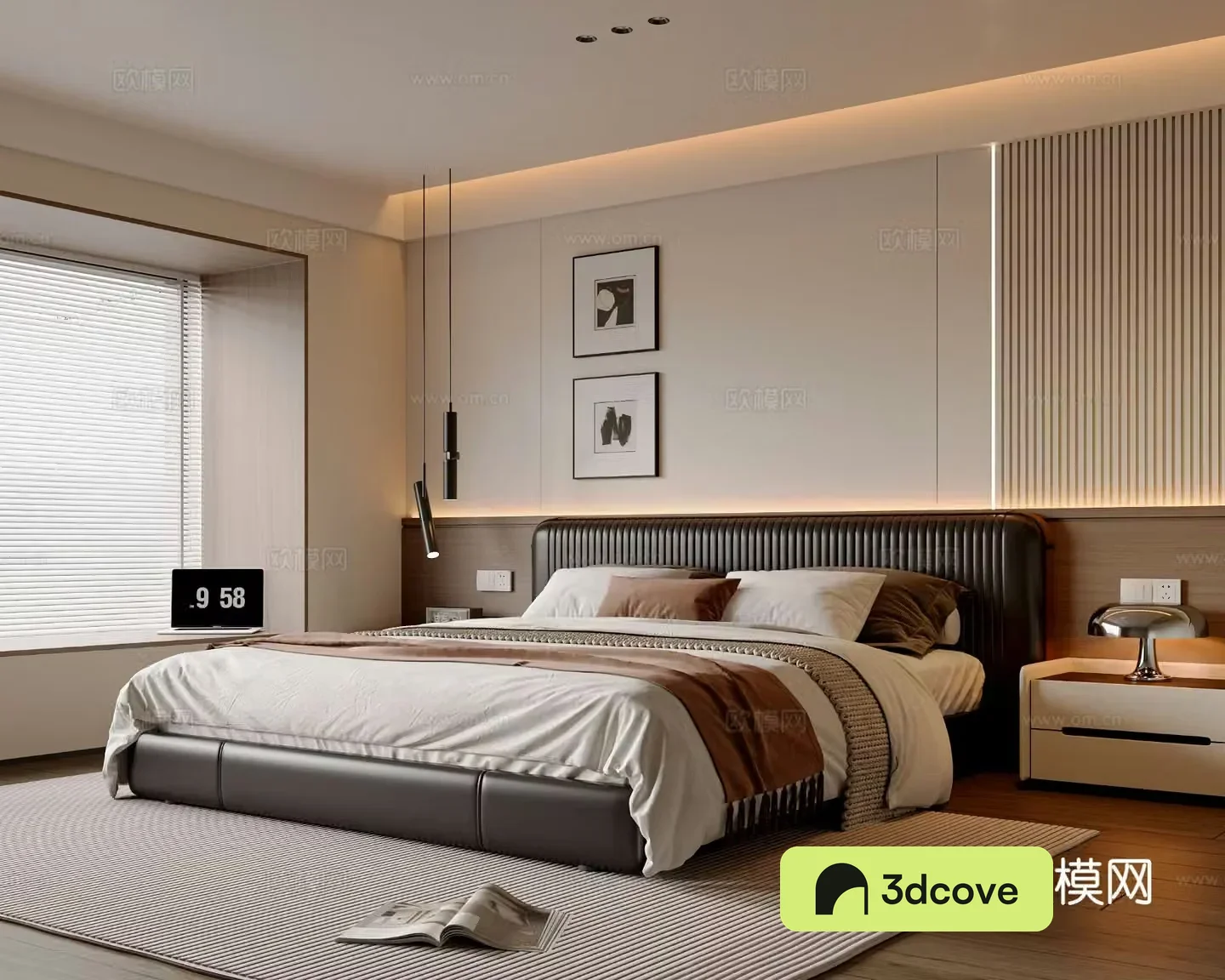 Modern simple bedroom double bed desk lamp chandeliers master bedroom ornaments bedside table