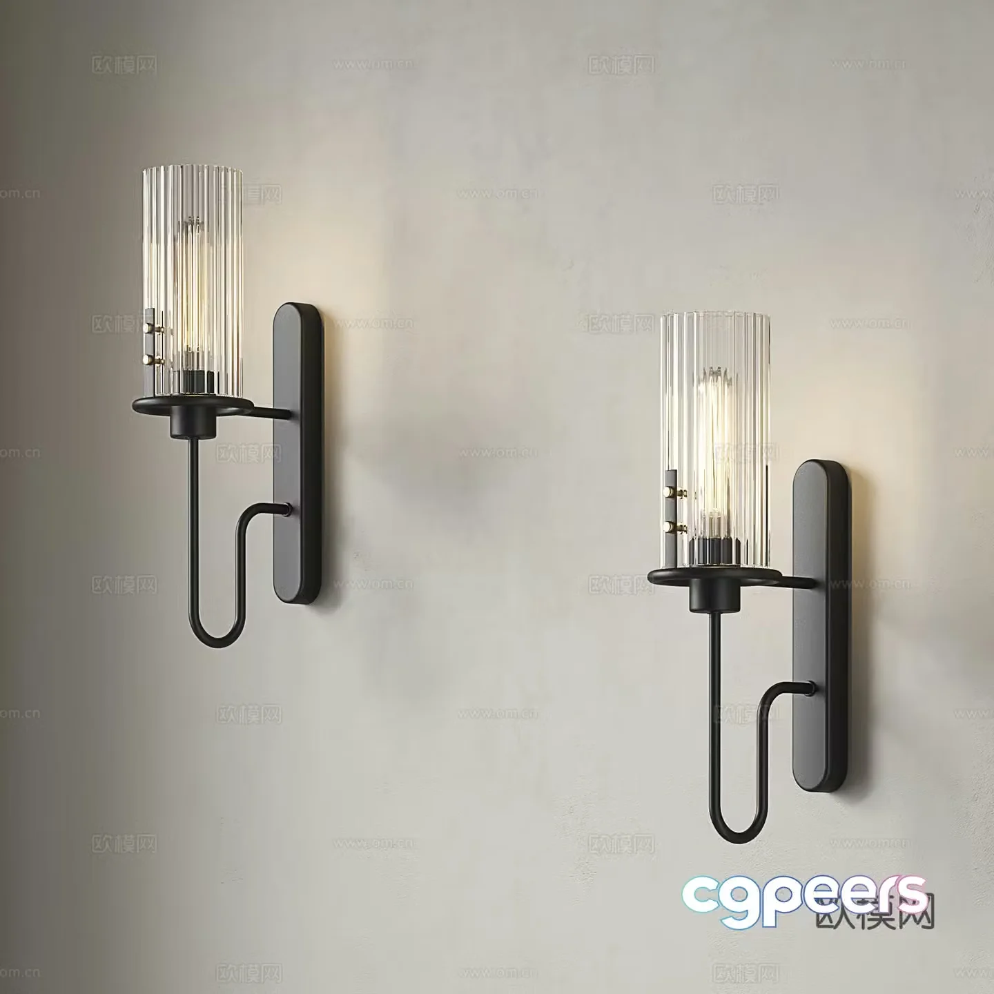 Light luxury wall lamp glass wall lamp retro bedside wall lamp simple stairwell wall lamp industrial style hotel 3D model