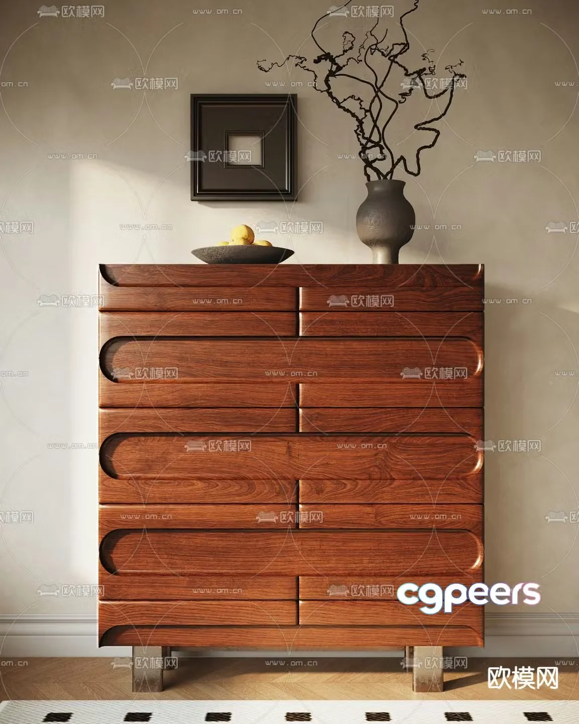 Middle-aged style chest cabinet entrance cabinet 3D model