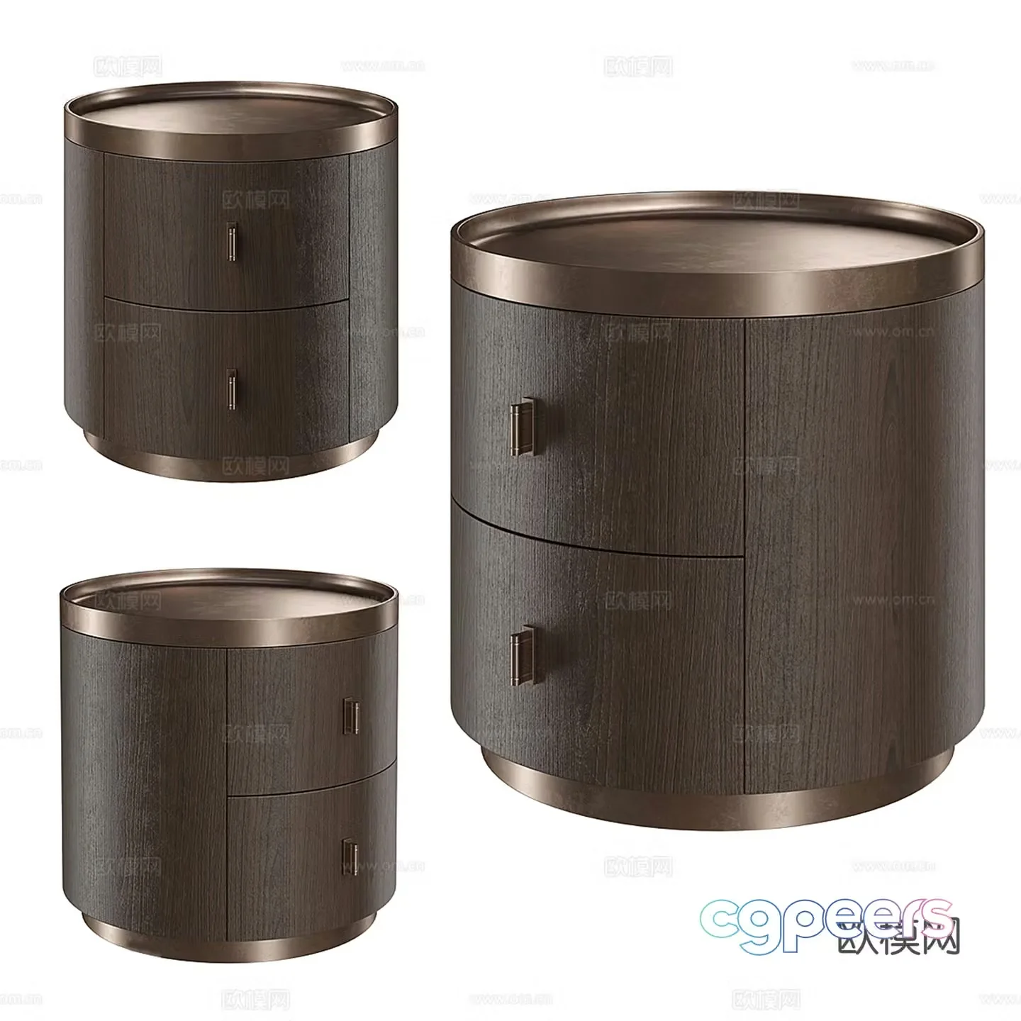 Modern light luxury round bedside table 3D model