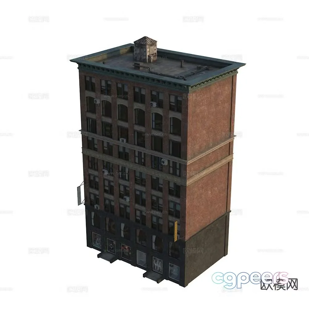 European style office building exterior 3D model