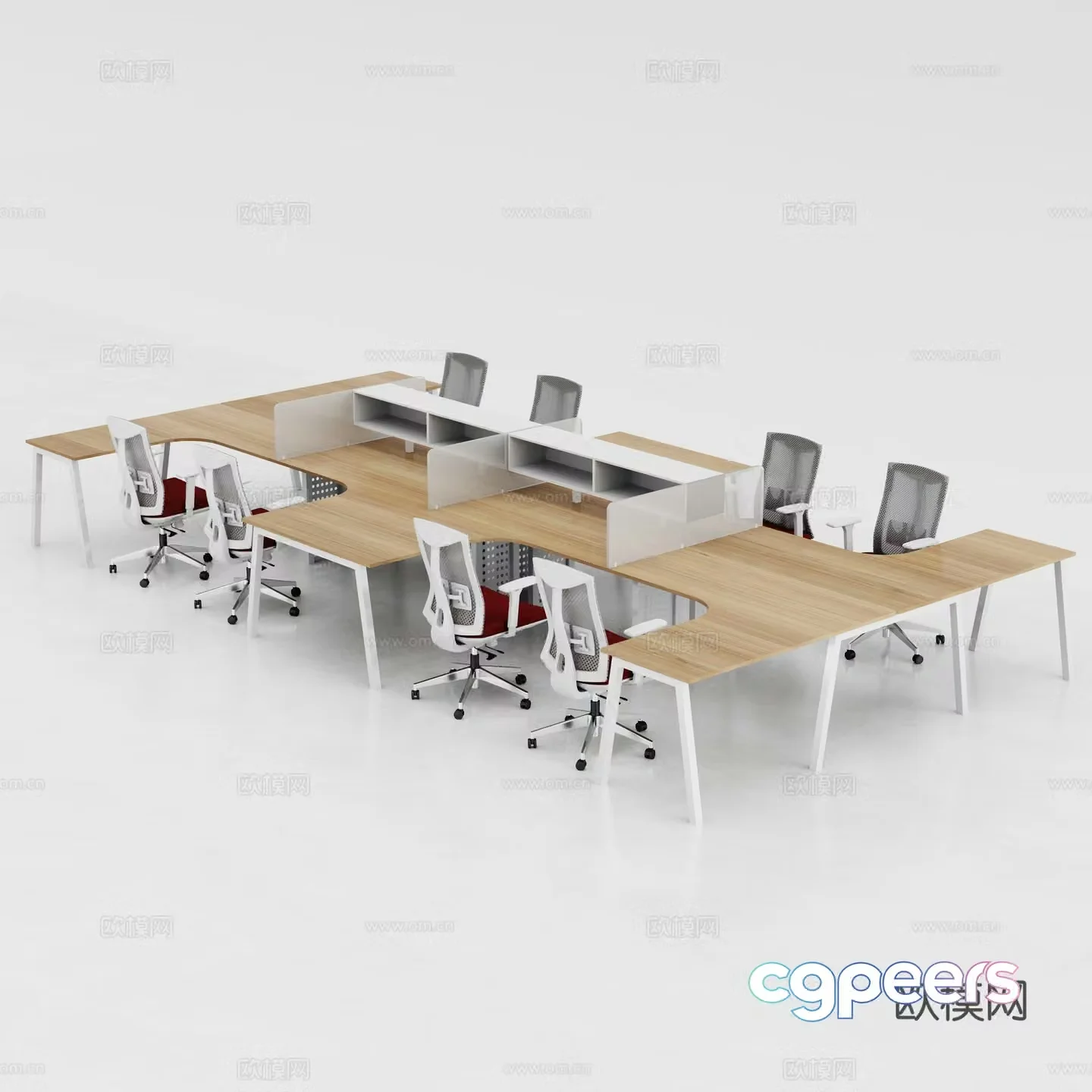Office desk staff desk chair 3d model