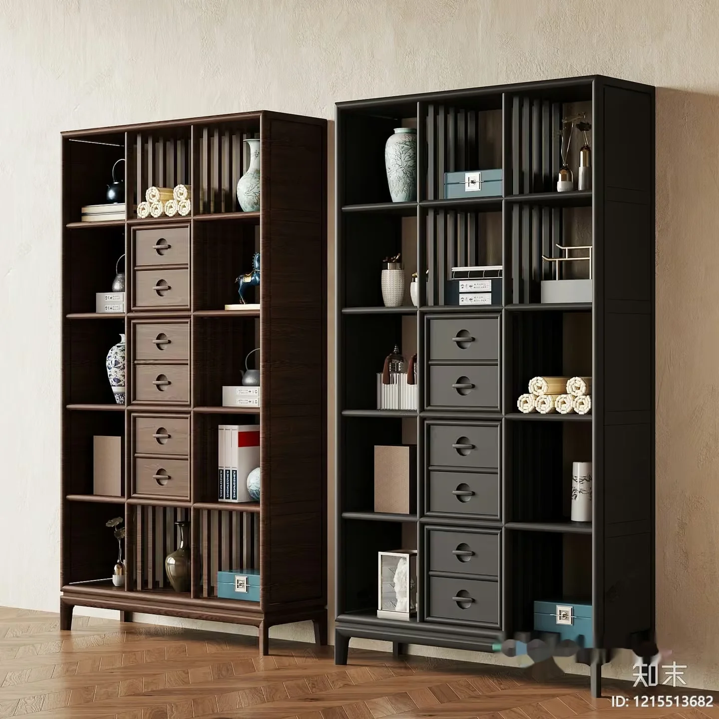 Modern Tall Bookshelves 3D Model – 14491 – VRAY Render