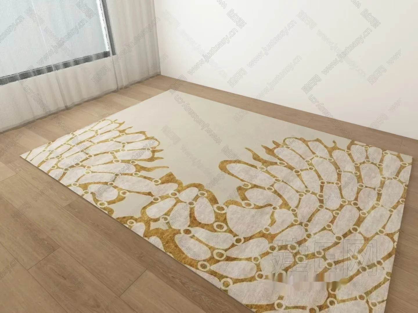 Gold And White Rug 3D Model – 12695 – VRAY Render